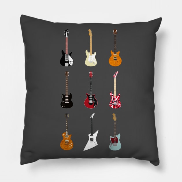 Guitars Of The History Of Rock ✅ Pillow by Sachpica