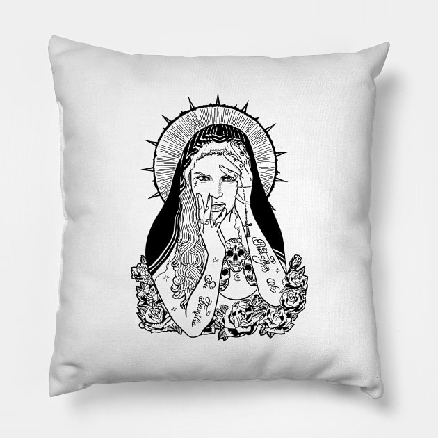 Tattooed Madonna Pillow by Kingrocker Clothing