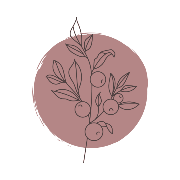 Minimal Cute Berry  Plants leaves  Warm Tones  Design by zedonee