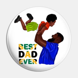 Best Dad Ever, Jamaican Dad and Son, Jamaica Flag Colors Pin