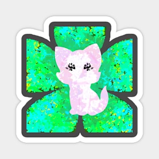 Harmony in Cubes: A Feline Serenade Among Blossoms Magnet