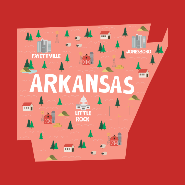 Arkansas illustrated map by JunkyDotCom