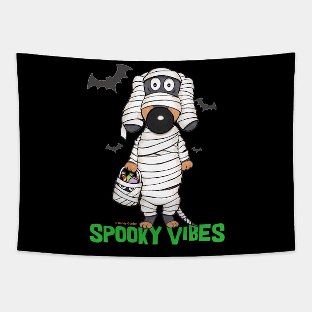 Funny Cute Halloween Mummy Spooky Vibes Tapestry by Danny Gordon Art