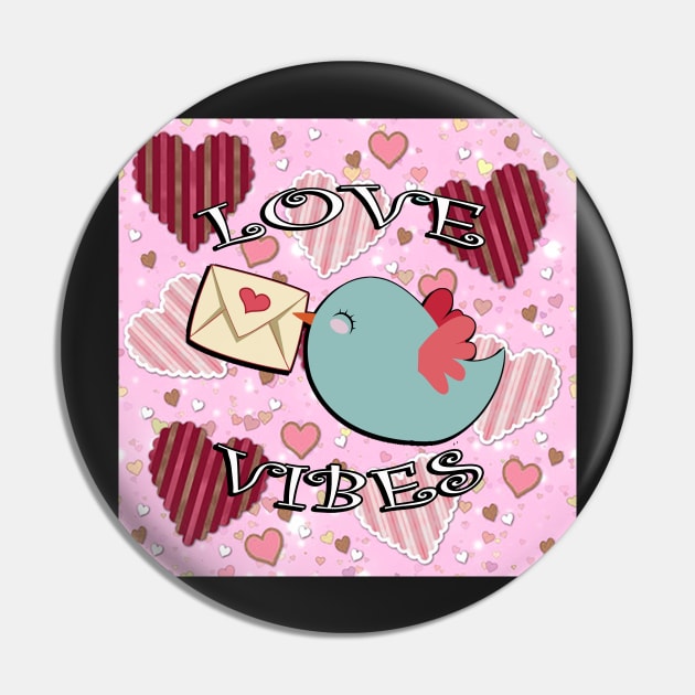 Valentines & Love Gifts: Birdies, Heart Design Pink Gold & Red Hearts Love Cute Vintage Valentine Card Graphic Design Gifts Pin by tamdevo1