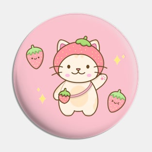 Strawberry cute cat Pin