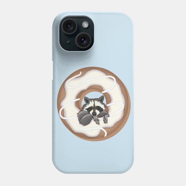 Cute raccoon and Yummy donut with white glaze Phone Case by KateQR