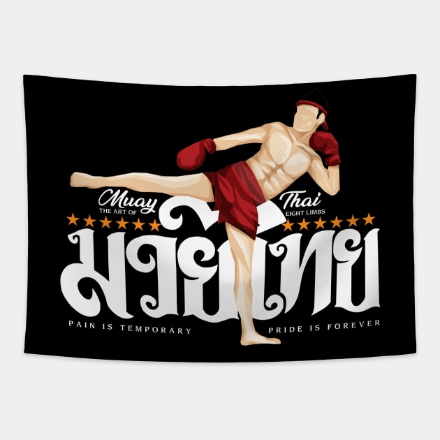 Muay Thai The Art of Eight Limbs Tapestry by KewaleeTee