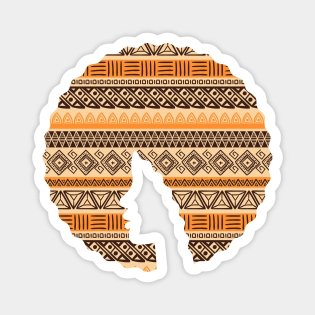 Afro Hair Woman with African Pattern, Black History Magnet by logiamerch