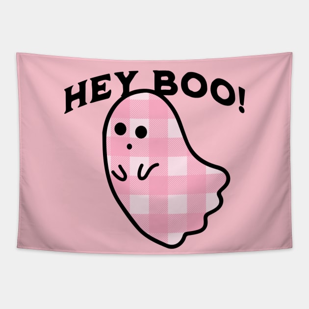 Hey Boo Ghost Pastel Goth Pink Creepy Cute Halloween Tapestry by OrangeMonkeyArt