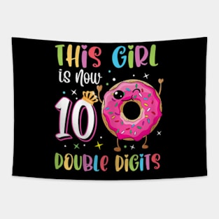 This Girl Is Now 10 Double Digits 10th birthday Donut Tapestry