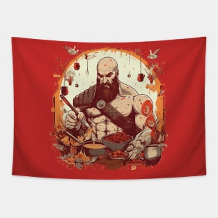 kratos cooking Tapestry