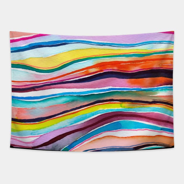 Pocket - MINERAL LAYERS WATERCOLOR COLORFUL Tapestry by ninoladesign