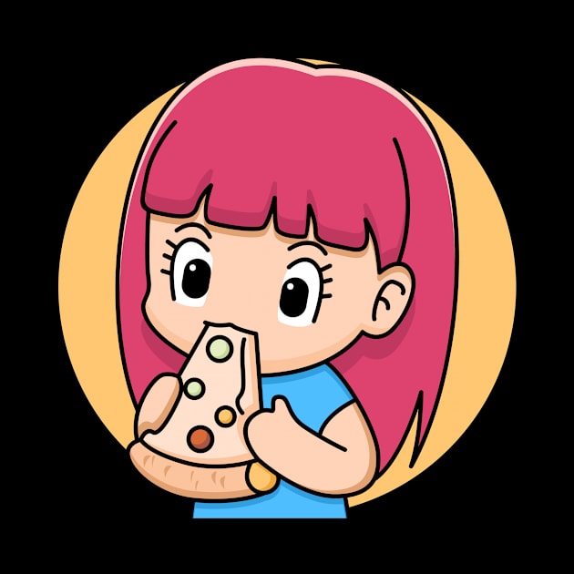 girl eating pizza by BarnawiMT