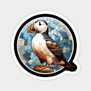 Puffin sea bird mosaic style in a circle Magnet