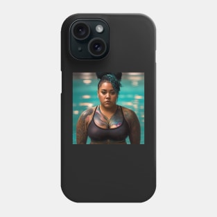 Summer Vibes, Curvy Summer, Beautiful Superwoman, Swimmer Athlete. Female are strong. Sticker Phone Case