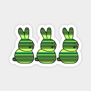 Three Easter Bunnies Green Stripes Magnet