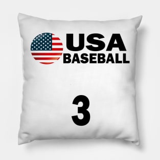 USA Baseball Number 3 T-shirt Design Pillow