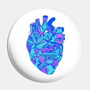 Blue Transparent Heart Pin