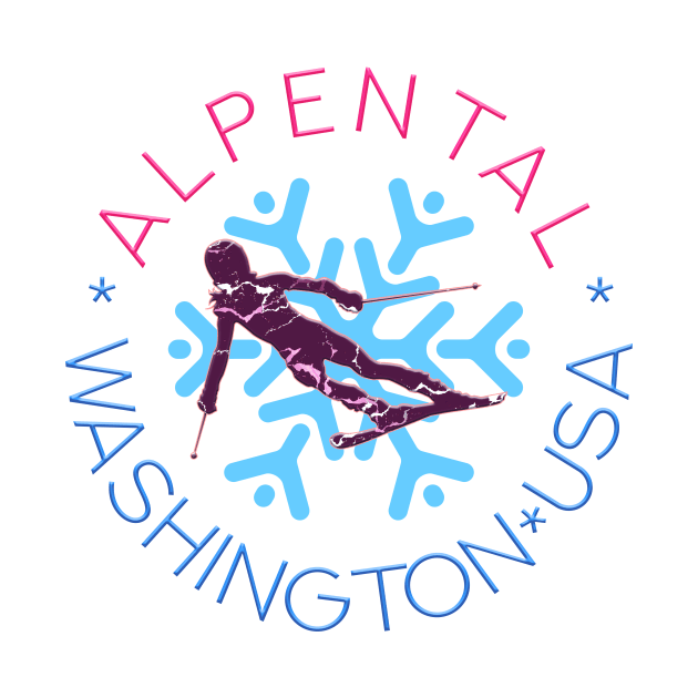 Alpental, Washington - Woman, Female Skier, Stylish BLue Snowflake by funfun