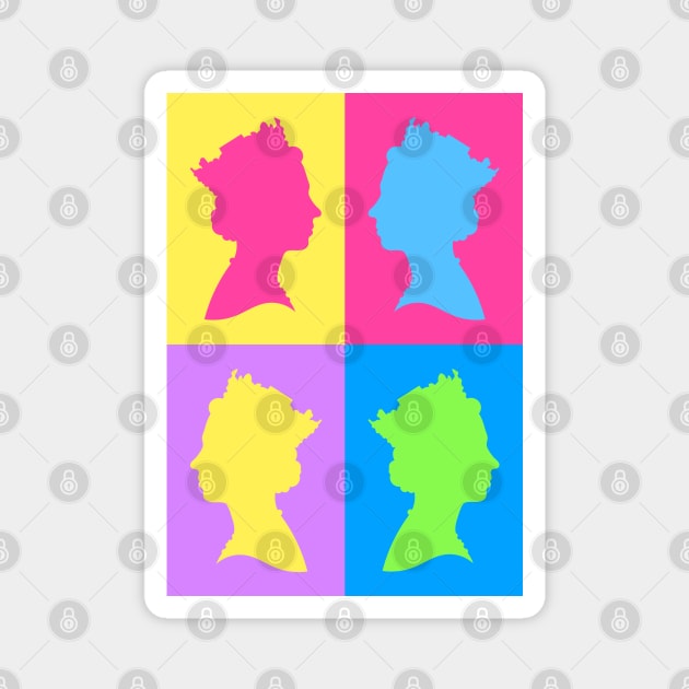 Colourful Queen Silhouette Portrait Pattern Magnet by AdamRegester