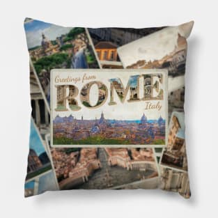 Greetings from Rome in Italy vintage style retro souvenir Pillow