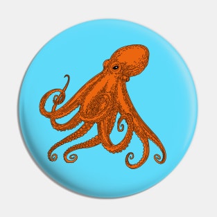 Orange Octopus Marine Life Pin