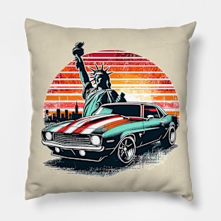 Chevy camaro with Statue of Liberty Pillow