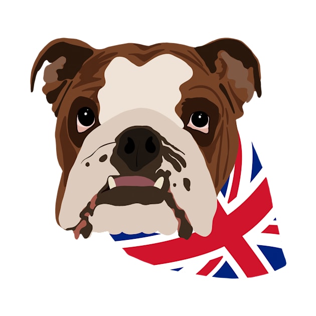 British Bulldog - Union Jack Bandana Bones Pattern by DesignsBySaxton