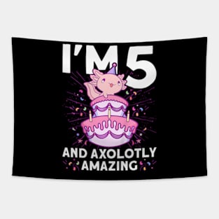 Axolotl Party Cute 5Th Birthday Tapestry