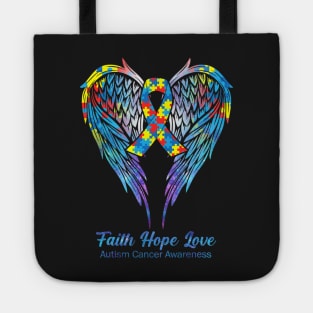 Multicolor Muzzle Pieces Wings Faith Hope Love Autism Cancer Tote