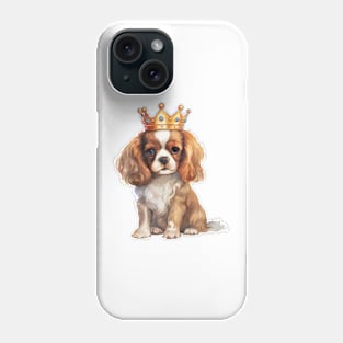 Watercolor Cavalier King Charles Spaniel Dog Wearing a Crown Phone Case