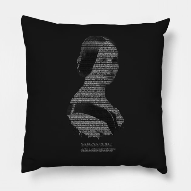 ADA LOVELACE binary on black Pillow by FbsArts