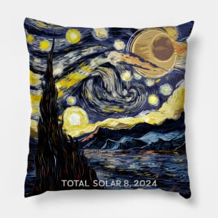 Van Gogh Starry Night Total Solar Eclipse April 8 2024 Pillow