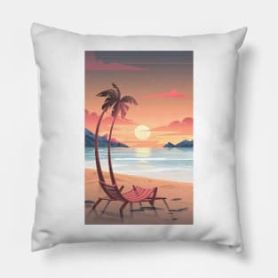 Sunset at the beach Pillow