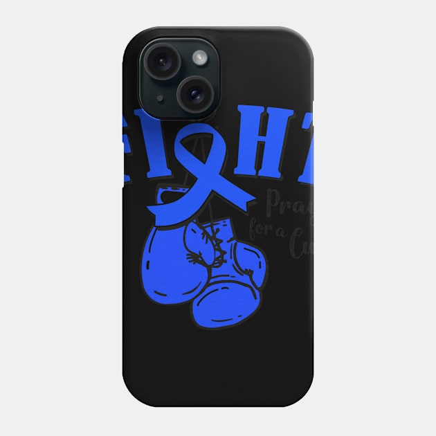 Fight Pray For A Cure Chronic Fatigue Syndrome Awareness Blue Ribbon Warrior Support Survivor Phone Case by celsaclaudio506