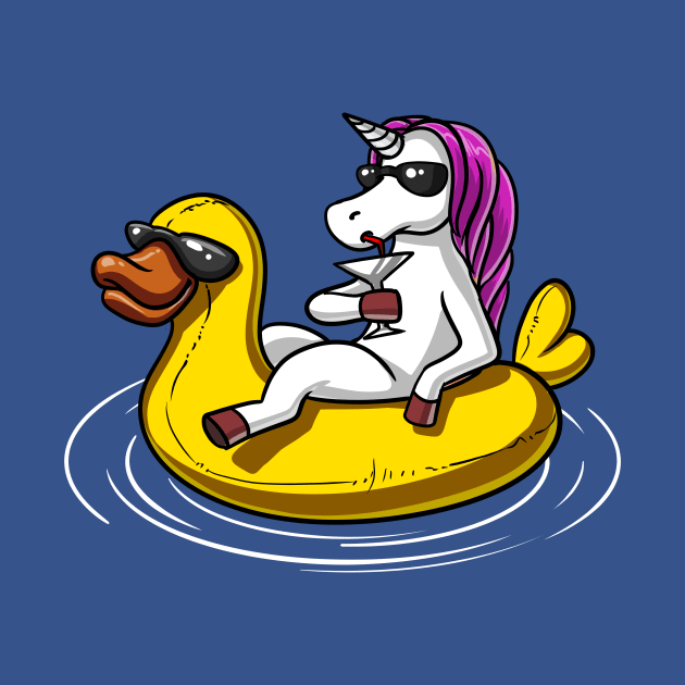 Unicorn Riding A Bath Duck Float by underheaven