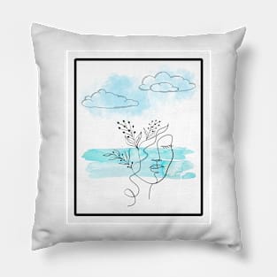 Woman Blues Watercolor - Square Pillow