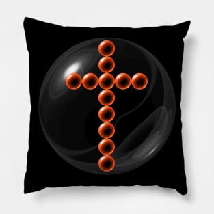 Orange Cross in Glass Ball Pillow