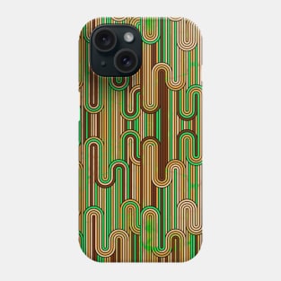 Retro Wavy Stripes - Green & Brown Pattern Phone Case