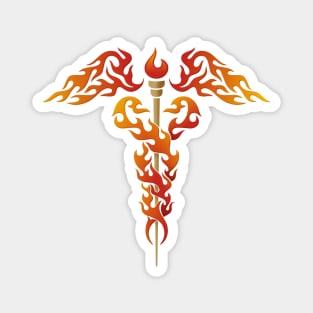 Flames Caduceus Magnet