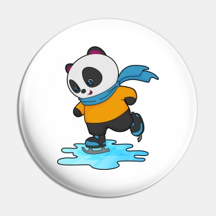 Panda at Ice skating with Ice skates & Scarf Pin