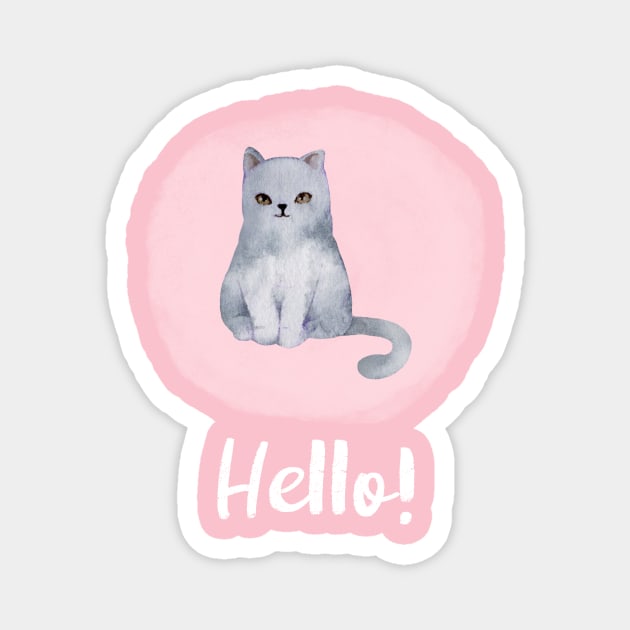 Watercolor Cat - Hello Magnet by WizardingWorld