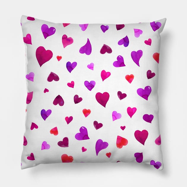 Valentine's  Day hearts - viva magenta and purple Pillow by wackapacka