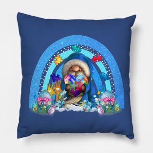 Cute Gnome Rainbow Autism Awareness Easter Day 2024 Pillow