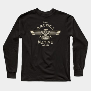 Long Sleeve Adult T-Shirt Native American Flag Patriotic Support