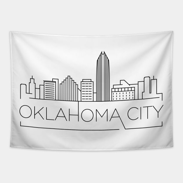 Oklahoma City Minimal Skyline Tapestry by kursatunsal