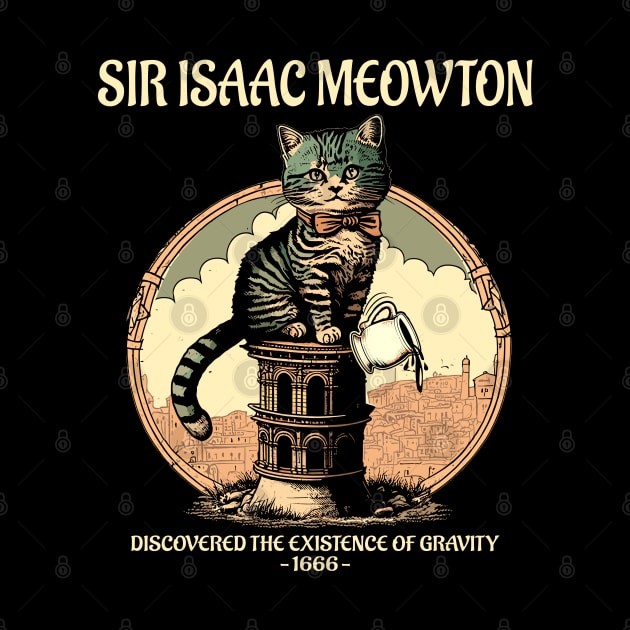 Sir Isaac Meowton Kitten Funny Science Gravity Cat Lover by Apocatnipse Meow