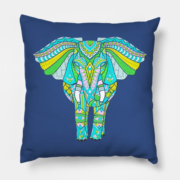 Colorful Elephant Pillow by AlondraHanley