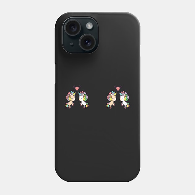 2 Unicorns in Love Phone Case by longford