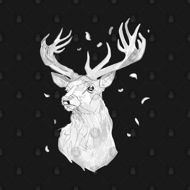 White Stag, Magical Deer by Witchling Art